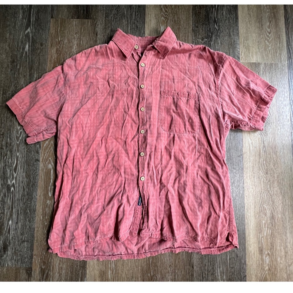 Wolverine Button Down Shirt Mens XL Pink Short Sleeve Cotton Rayon Textured